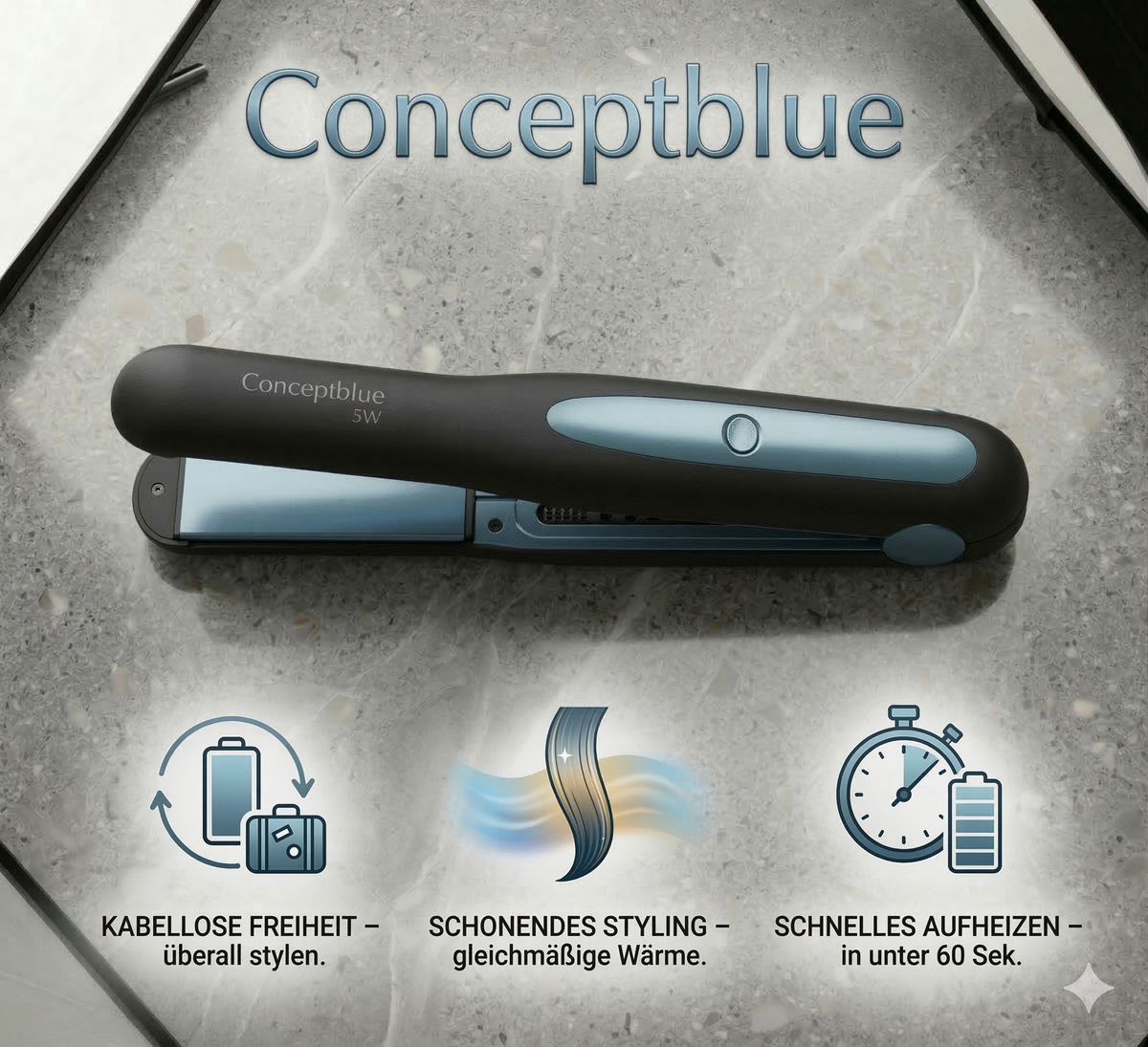 Conceptblue - Kabelloses Glätteisen