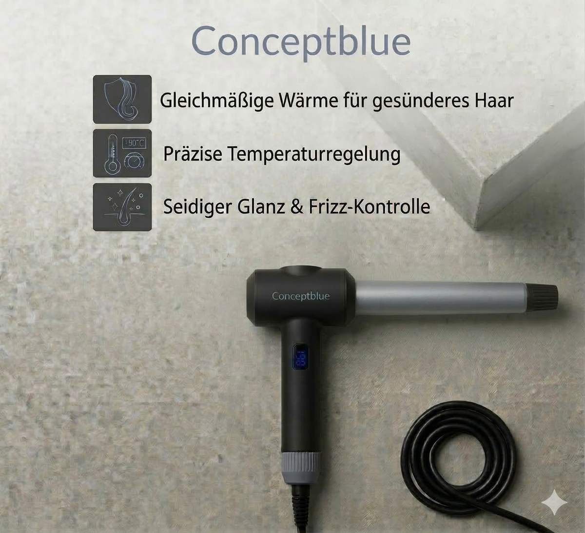 Conceptblue - Ergonomischer Lockenstab